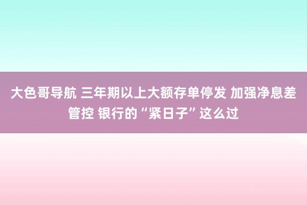 大色哥导航 三年期以上大额存单停发 加强净息差管控 银行的“紧日子”这么过