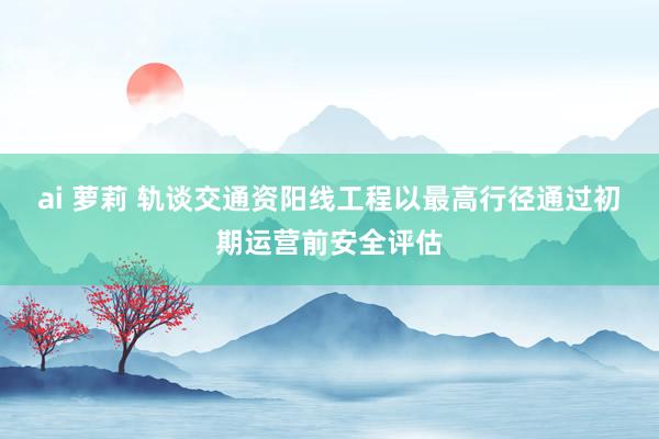 ai 萝莉 轨谈交通资阳线工程以最高行径通过初期运营前安全评估