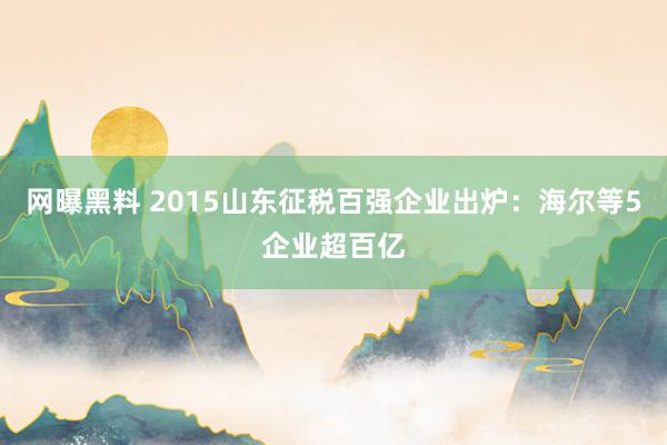 网曝黑料 2015山东征税百强企业出炉：海尔等5企业超百亿