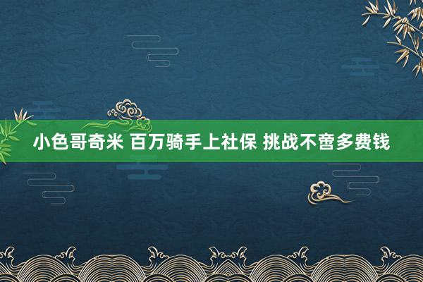 小色哥奇米 百万骑手上社保 挑战不啻多费钱